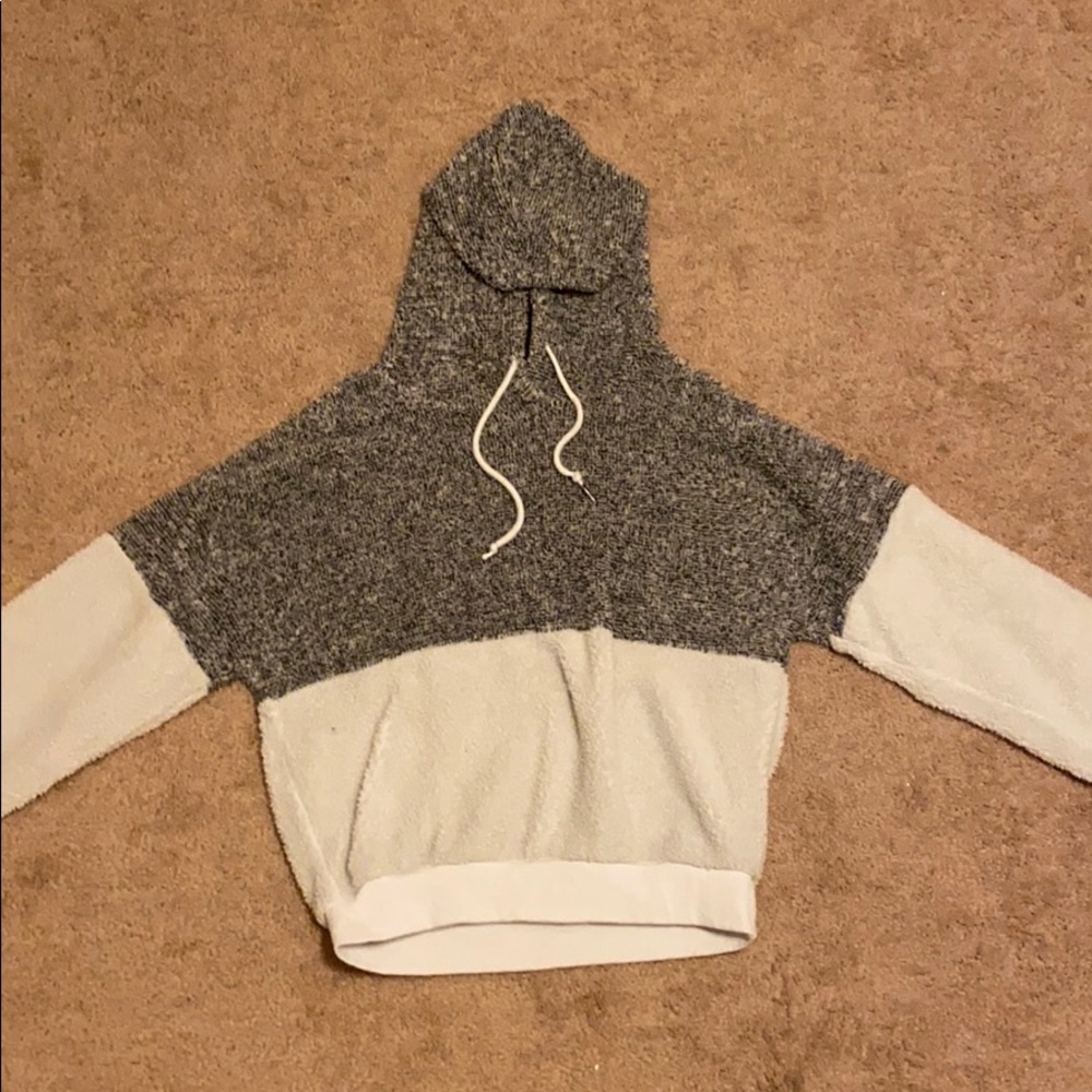 Grey and White fuzzy sweatshirt